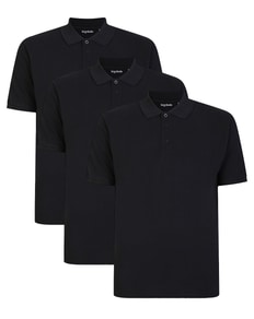 Bigdude 3 Pack Plain Polo Shirts Black